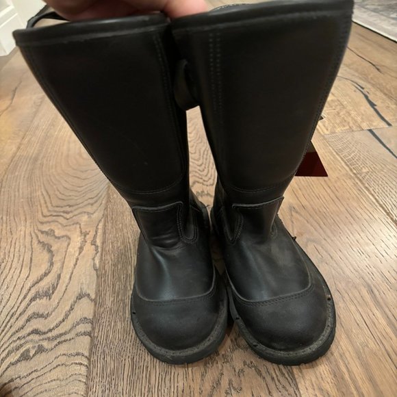 La Crosse Crosstech Black Leather Round Toe Fire Fighter Safety Rain Boots 7 - Picture 2 of 8